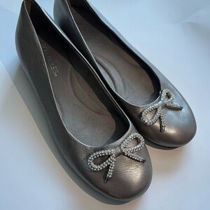 Aerosoles Metallic Flats with Rhinestone Bow